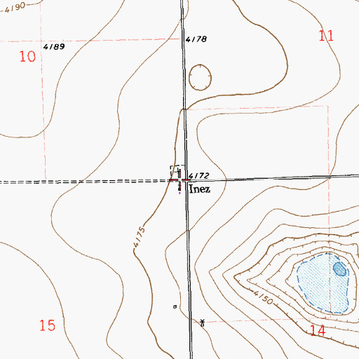 Topographic Map of Inez Post Office (historical), NM