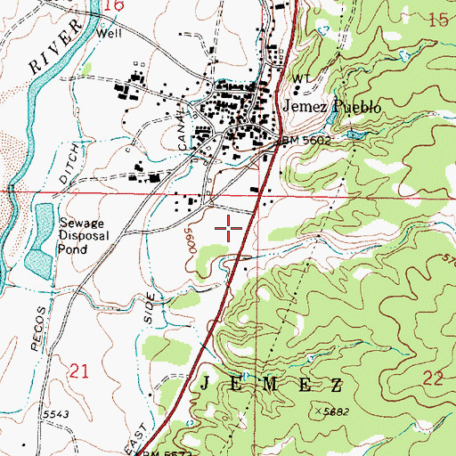 Topographic Map of Jemez Pueblo Post Office, NM