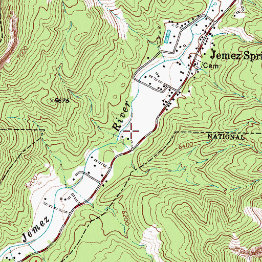 Topographic Map of Jemez Springs Post Office, NM