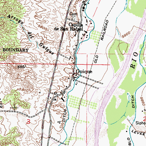 Topographic Map of Guique Post Office (historical), NM