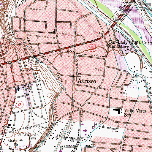 Topographic Map of Atrisco Post Office (historical), NM