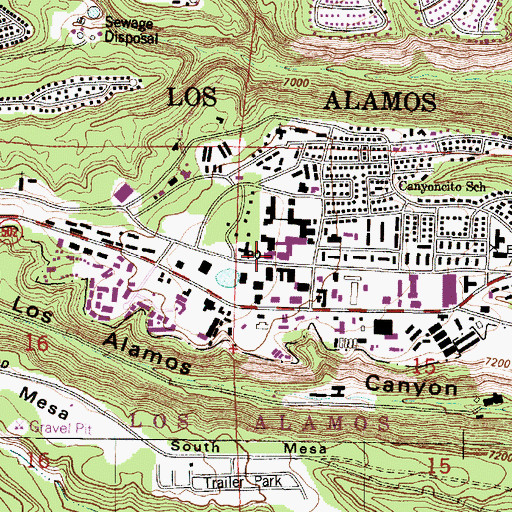 Topographic Map of Los Alamos Post Office, NM