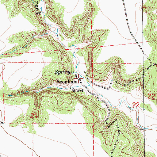 Topographic Map of Beenham Post Office (historical), NM