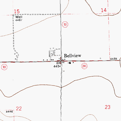 Topographic Map of Bellview Post Office, NM