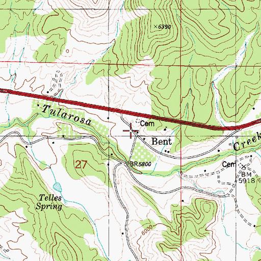 Topographic Map of Bent Post Office, NM
