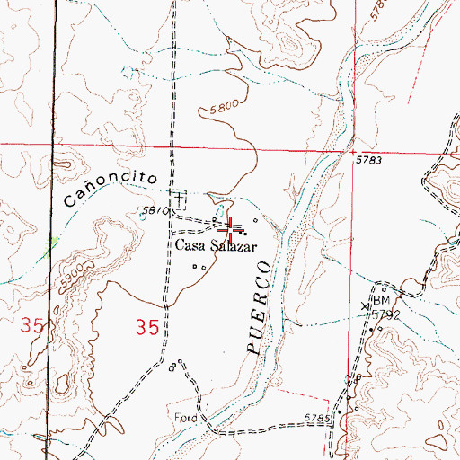 Topographic Map of Casa Salazar Post Office (historical), NM