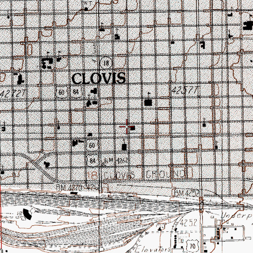 Topographic Map of Clovis Post Office, NM