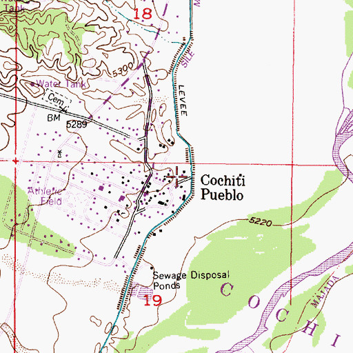 Topographic Map of Cochiti Post Office, NM