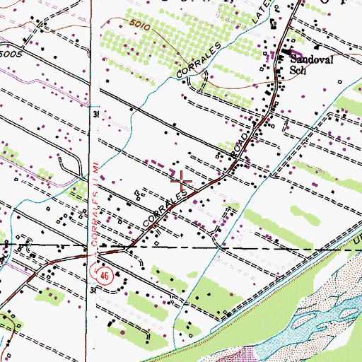 Topographic Map of Corrales Post Office, NM