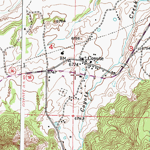 Topographic Map of Coyote Post Office, NM