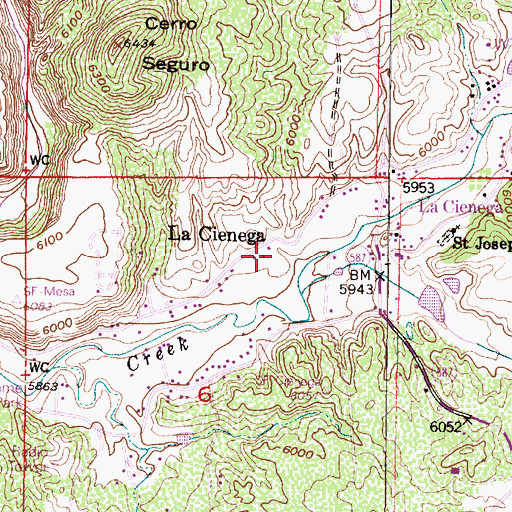 Topographic Map of La Cienega Post Office (historical), NM