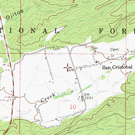 Topographic Map of San Cristobal Post Office, NM