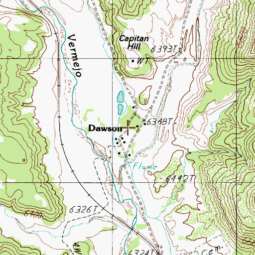 Topographic Map of Dawson Post Office (historical), NM