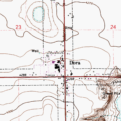 Topographic Map of Dora Post Office, NM