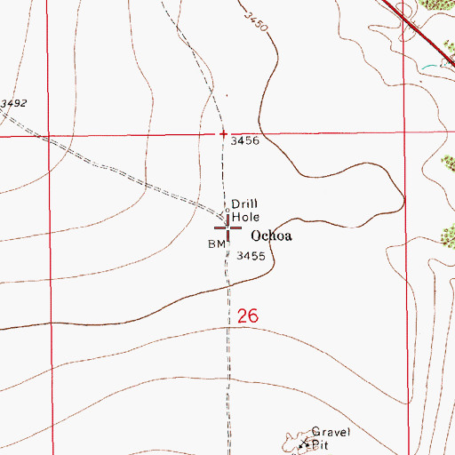 Topographic Map of Ochoa Post Office (historical), NM