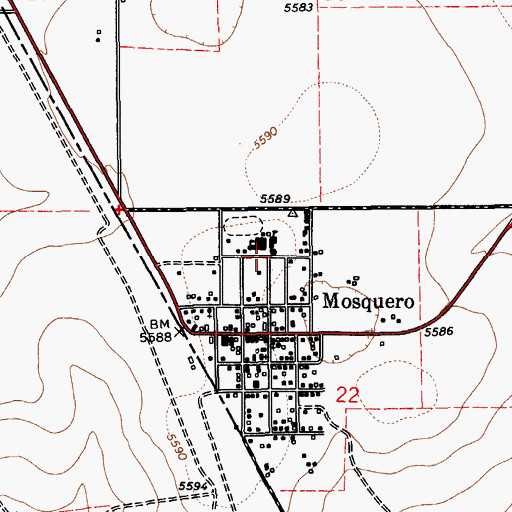 Topographic Map of Mosquero Post Office (historical), NM