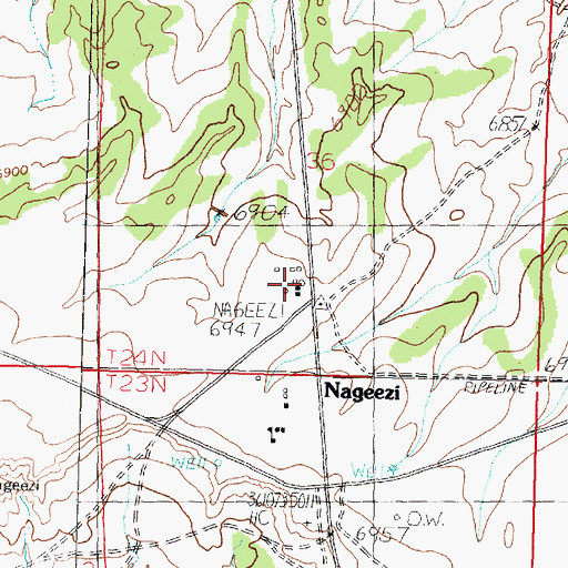 Topographic Map of Nageezi Post Office, NM