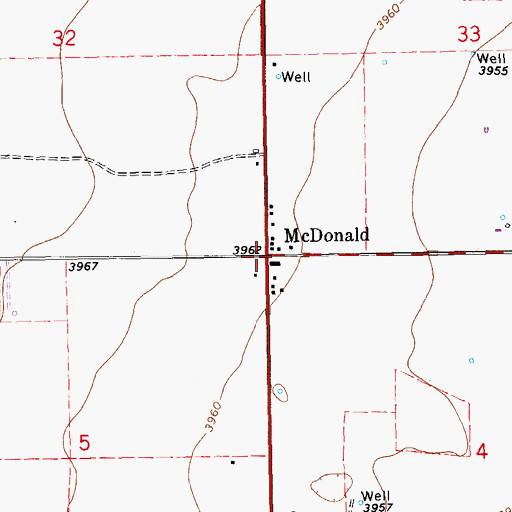 Topographic Map of McDonald Post Office, NM