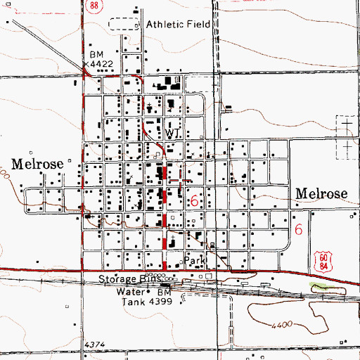 Topographic Map of Melrose Post Office, NM