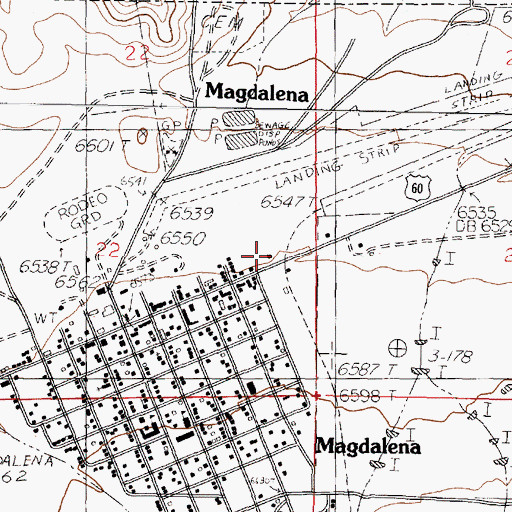 Topographic Map of Magdalena Post Office, NM