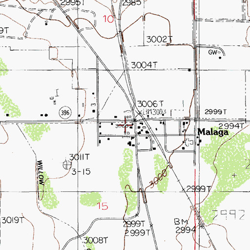 Topographic Map of Malaga Post Office, NM