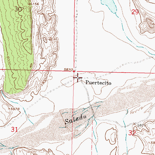 Topographic Map of Puertecito Post Office (historical), NM