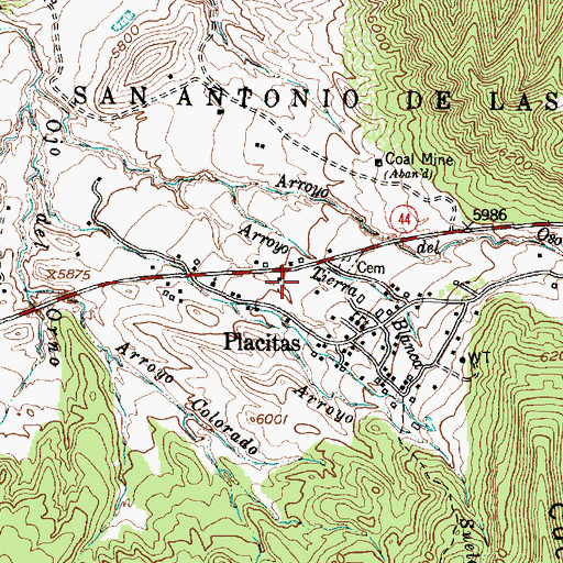Topographic Map of Placitas Post Office, NM