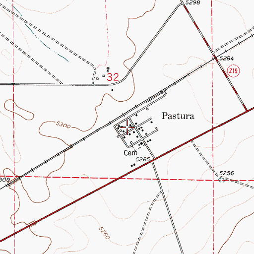 Topographic Map of Pastura Post Office (historical), NM