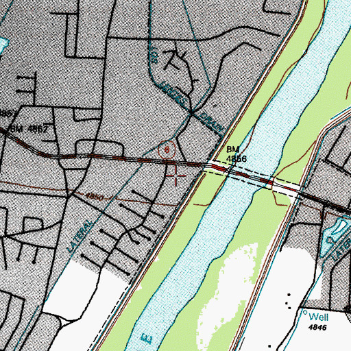 Topographic Map of Los Lunas Post Office, NM