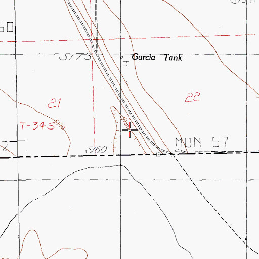 Topographic Map of Garcia Post Office (historical), NM