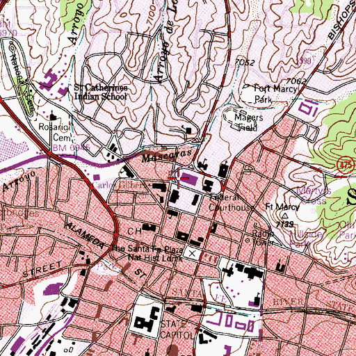 Topographic Map of Santa Fe Post Office, NM