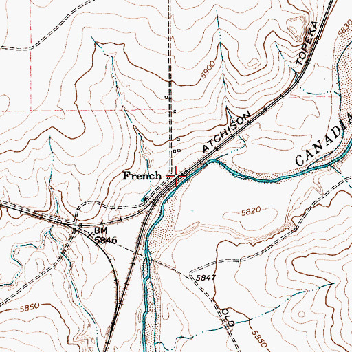 Topographic Map of French Post Office (historical), NM