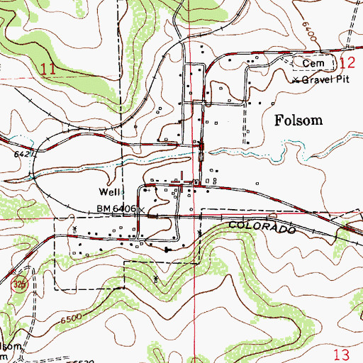 Topographic Map of Folsom Post Office, NM