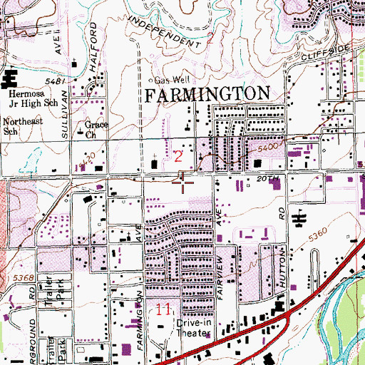 Topographic Map of Farmington Post Office, NM