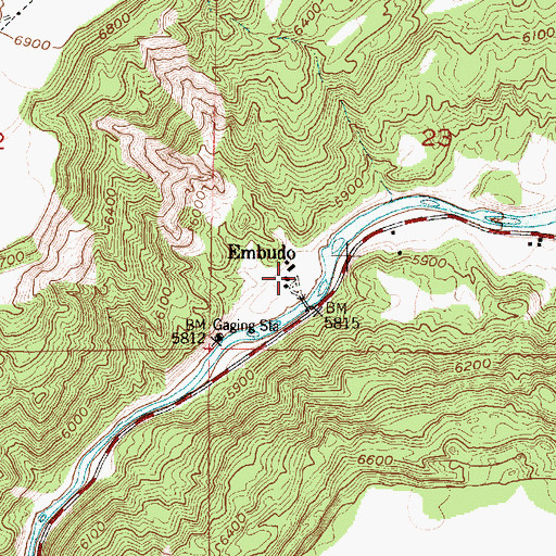 Topographic Map of Embudo Post Office, NM