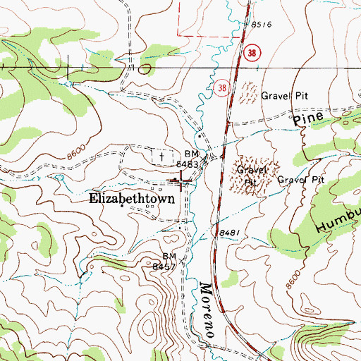 Topographic Map of Elizabethtown Post Office (historical), NM