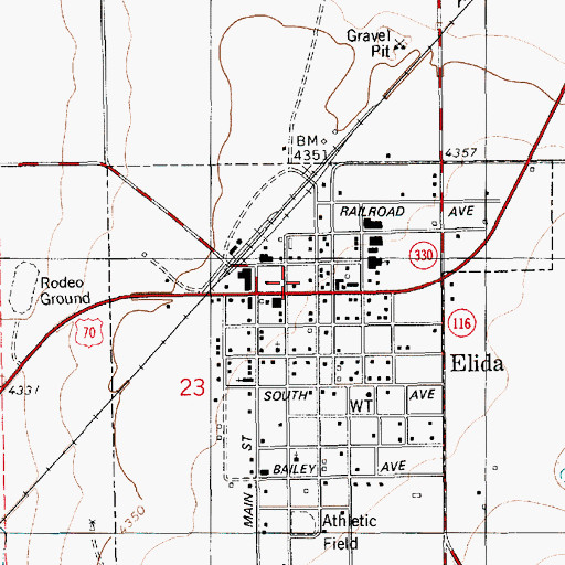 Topographic Map of Elida Post Office, NM