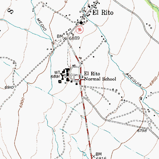 Topographic Map of El Rito Post Office, NM