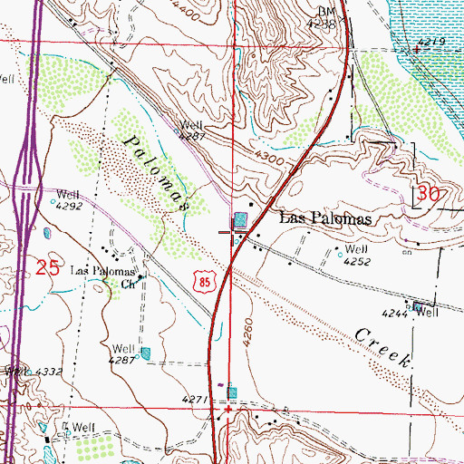 Topographic Map of Las Palomas Post Office (historical), NM