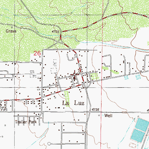 Topographic Map of La Luz Post Office, NM