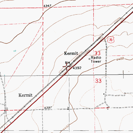 Topographic Map of Kermit Post Office (historical), NM