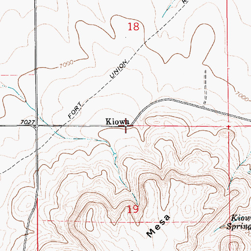 Topographic Map of Kiowa Post Office (historical), NM