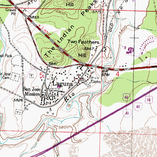 Topographic Map of Laguna Post Office, NM