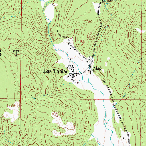 Topographic Map of Las Tablas Post Office (historical), NM
