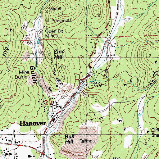 Topographic Map of Hanover Post Office, NM