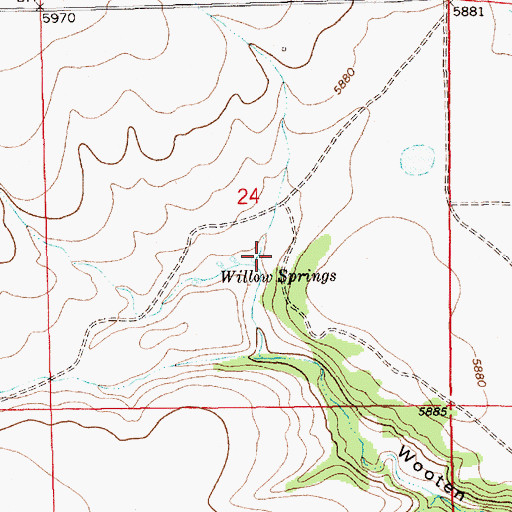 Topographic Map of Willow Springs Post Office (historical), NM