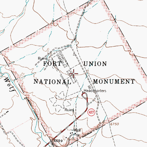 Topographic Map of Fort Union Post Office (historical), NM