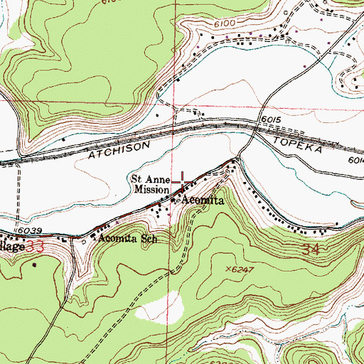 Topographic Map of Acomita Post Office (historical), NM