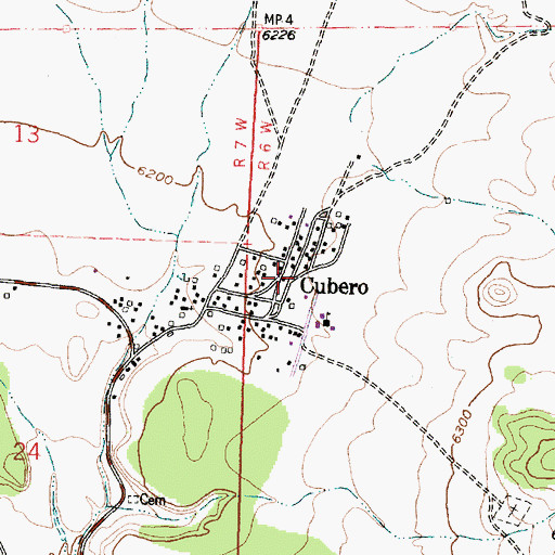 Topographic Map of Cubero Post Office, NM