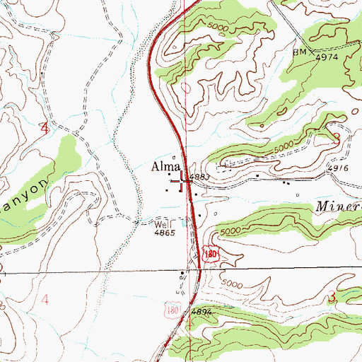 Topographic Map of Alma Post Office (historical), NM